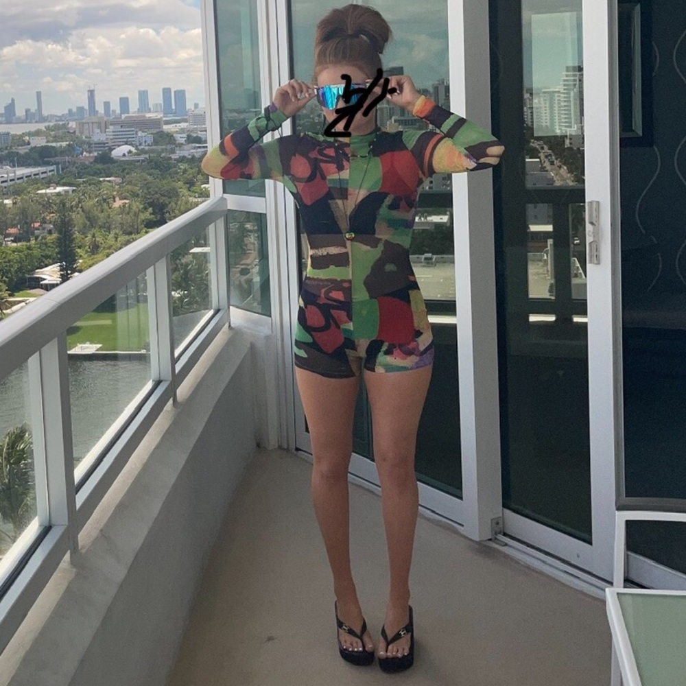 Banjul Semi Sheer Long Sleeve Romper Small
